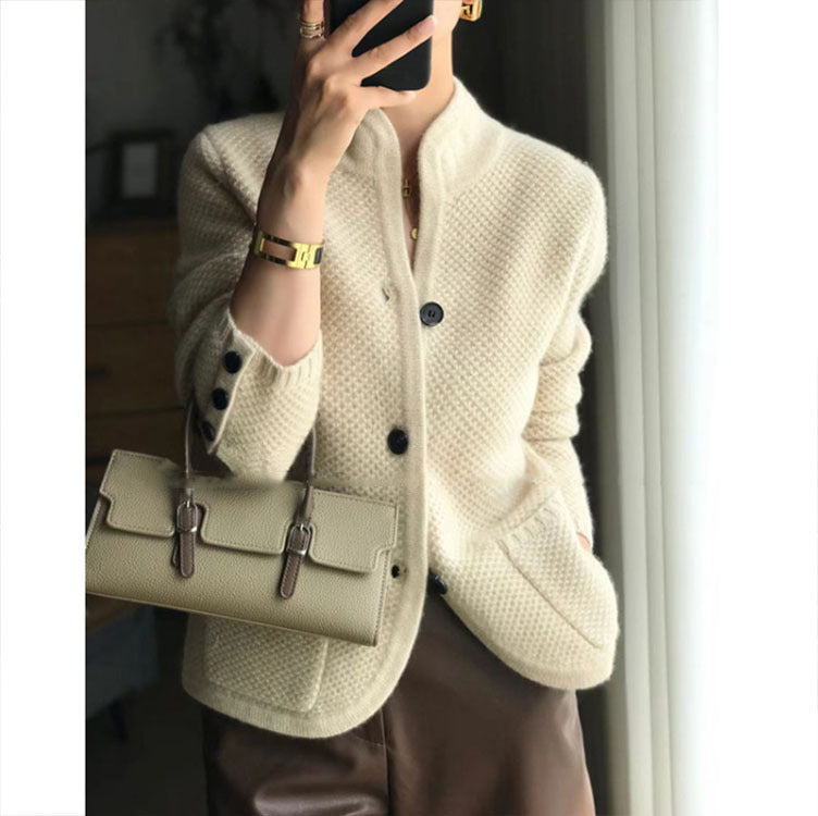 Imogen | Eleganter Cardigan mit Stehkragen und Raffinierter Silhouette