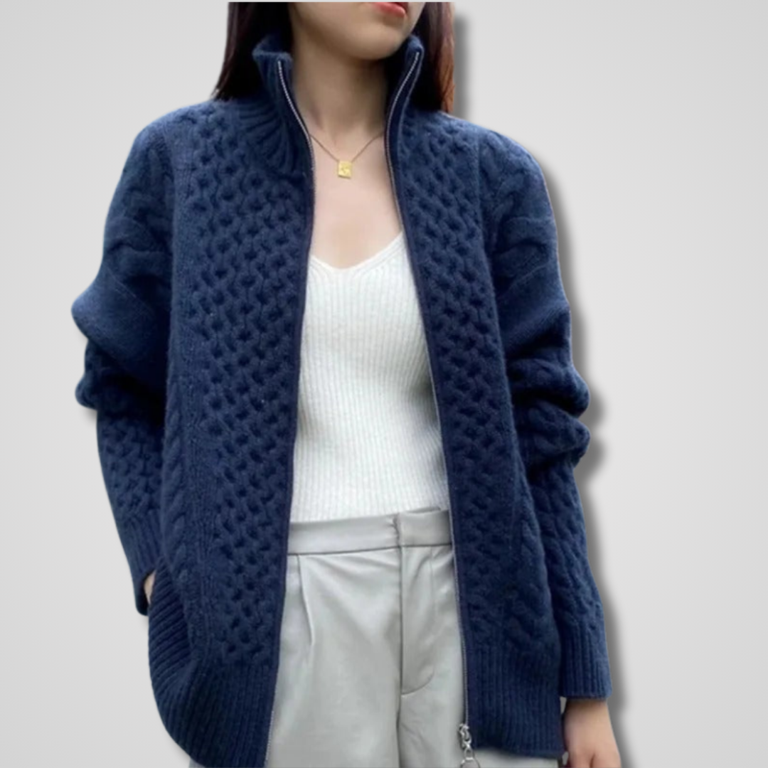 Margot | Eleganter Zopfmuster-Cardigan mit Lockerer Passform