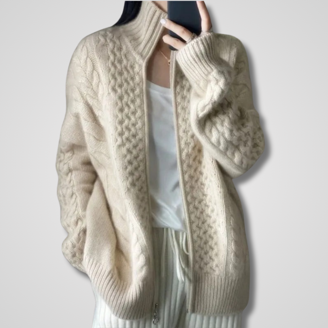 Margot | Eleganter Zopfmuster-Cardigan mit Lockerer Passform
