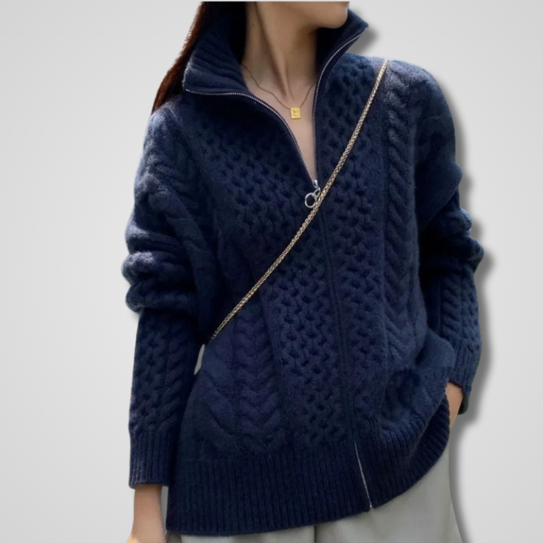 Margot | Eleganter Zopfmuster-Cardigan mit Lockerer Passform
