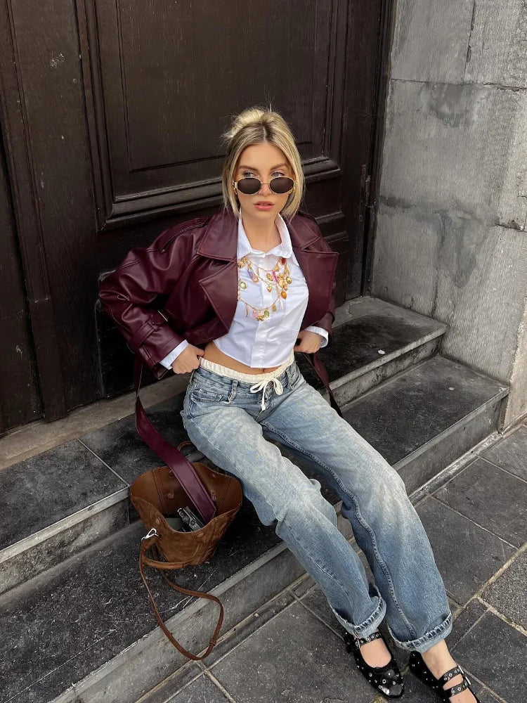 Katherine | Burgunderfarbener Kurzer Trenchcoat