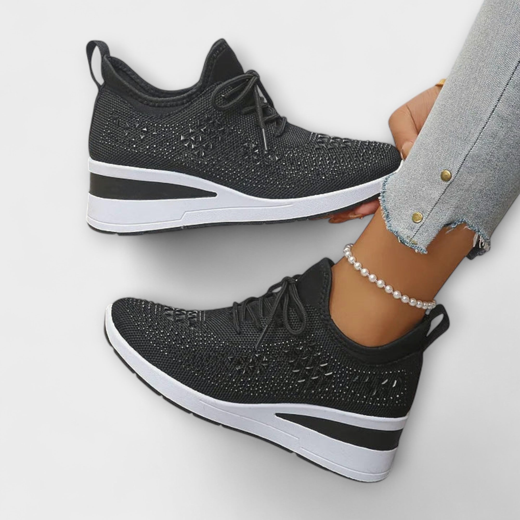 Giselle – Schillernde Orthopädische Sneakers mit Strass