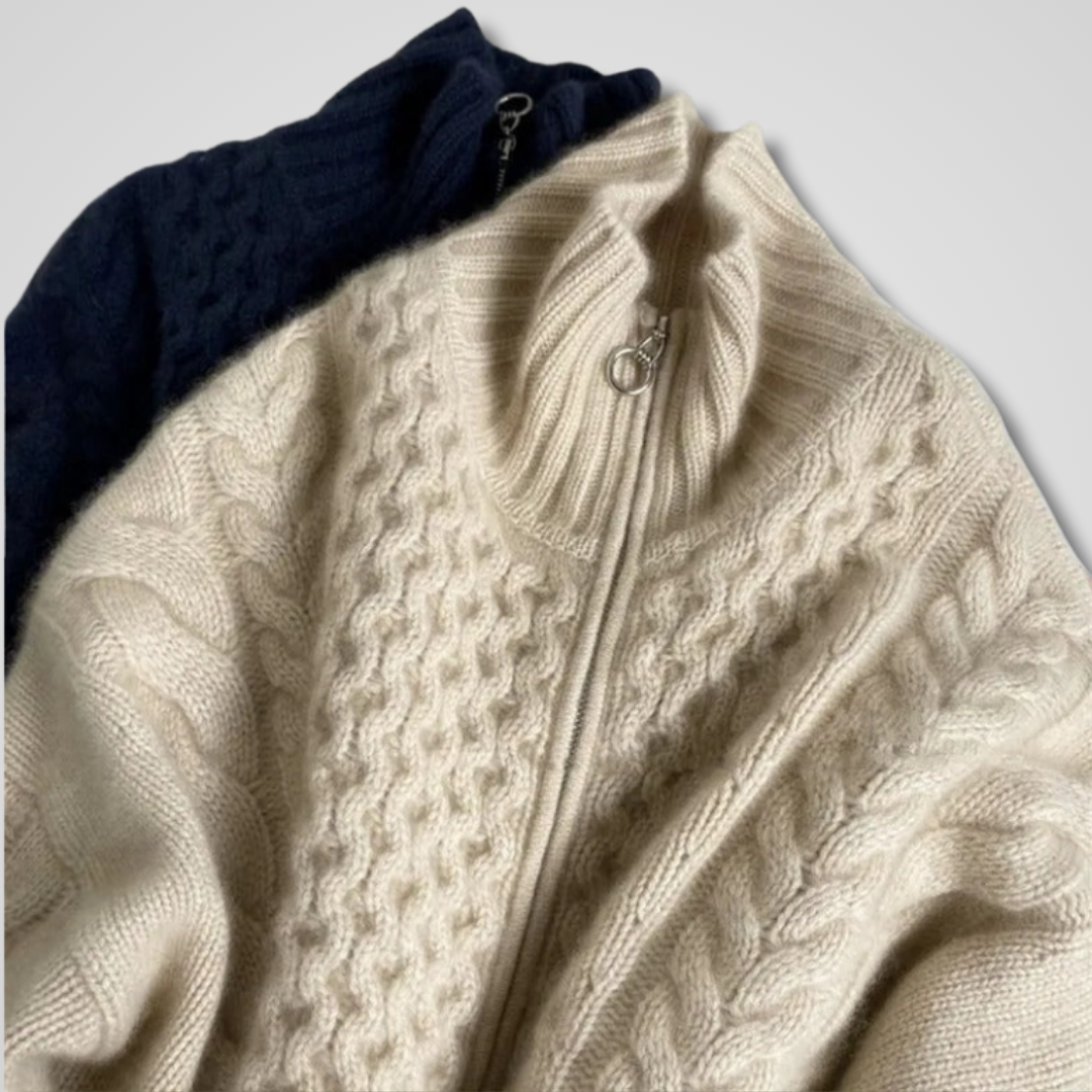 Margot | Eleganter Zopfmuster-Cardigan mit Lockerer Passform